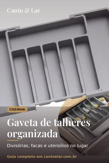 Capa vertical do guia: Gaveta de talheres organizada