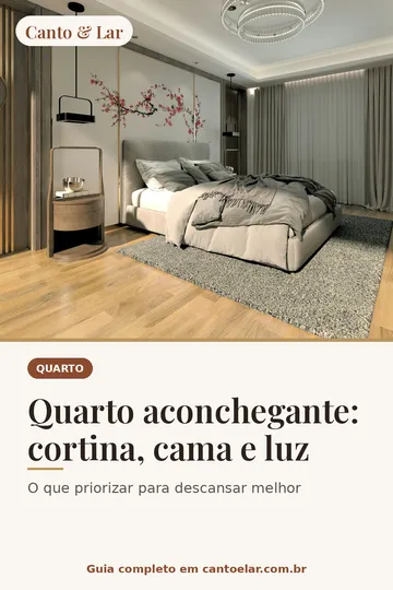 Capa vertical do guia: Quarto aconchegante: cortina, cama e luz