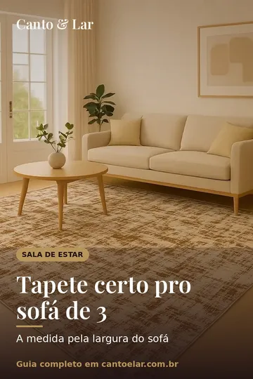 Capa vertical do guia: Tapete certo pro sofá de 3