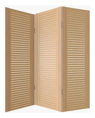 Biombo de três folhas em MDF cru com recortes vazados, foto do anúncio do produto no Mercado Livre