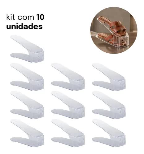 Organizadores acrílicos empilháveis para sapato e tênis, foto do anúncio do produto no Mercado Livre