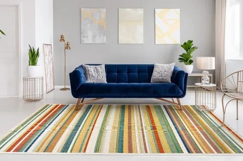 Tapete kilim marrom grande em ambiente interno/externo, foto do anúncio do produto no Mercado Livre