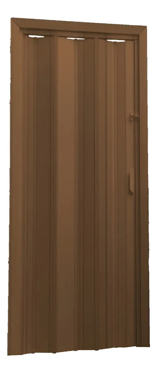 Porta sanfonada de PVC marrom cor mogno, fechada, foto do anúncio do produto no Mercado Livre