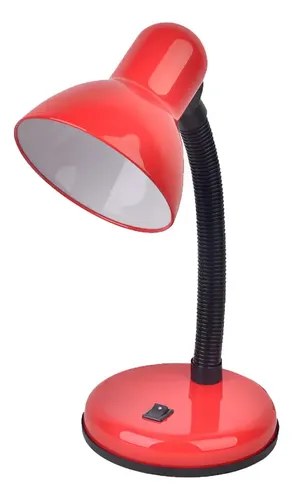 Luminária de mesa vermelha com haste flexível e cúpula, foto do anúncio do produto no Mercado Livre