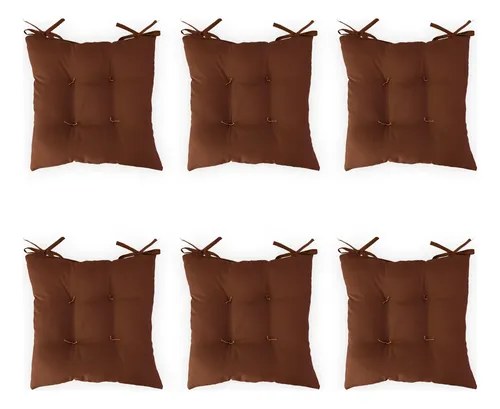 Seis almofadas de assento marrons estilo futon, foto do anúncio do produto no Mercado Livre