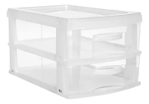 Gaveteiro de plástico transparente com 2 gavetas, foto do anúncio do produto no Mercado Livre