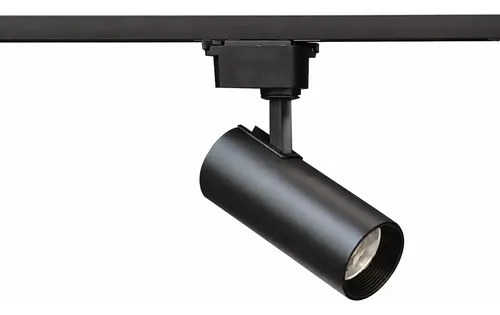 Spot preto cilíndrico encaixado em trilho, foto do anúncio do produto no Mercado Livre